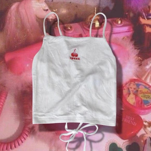 WHITE TANK TOP WITH CHERRY DESIGN - Picture 1 of 1